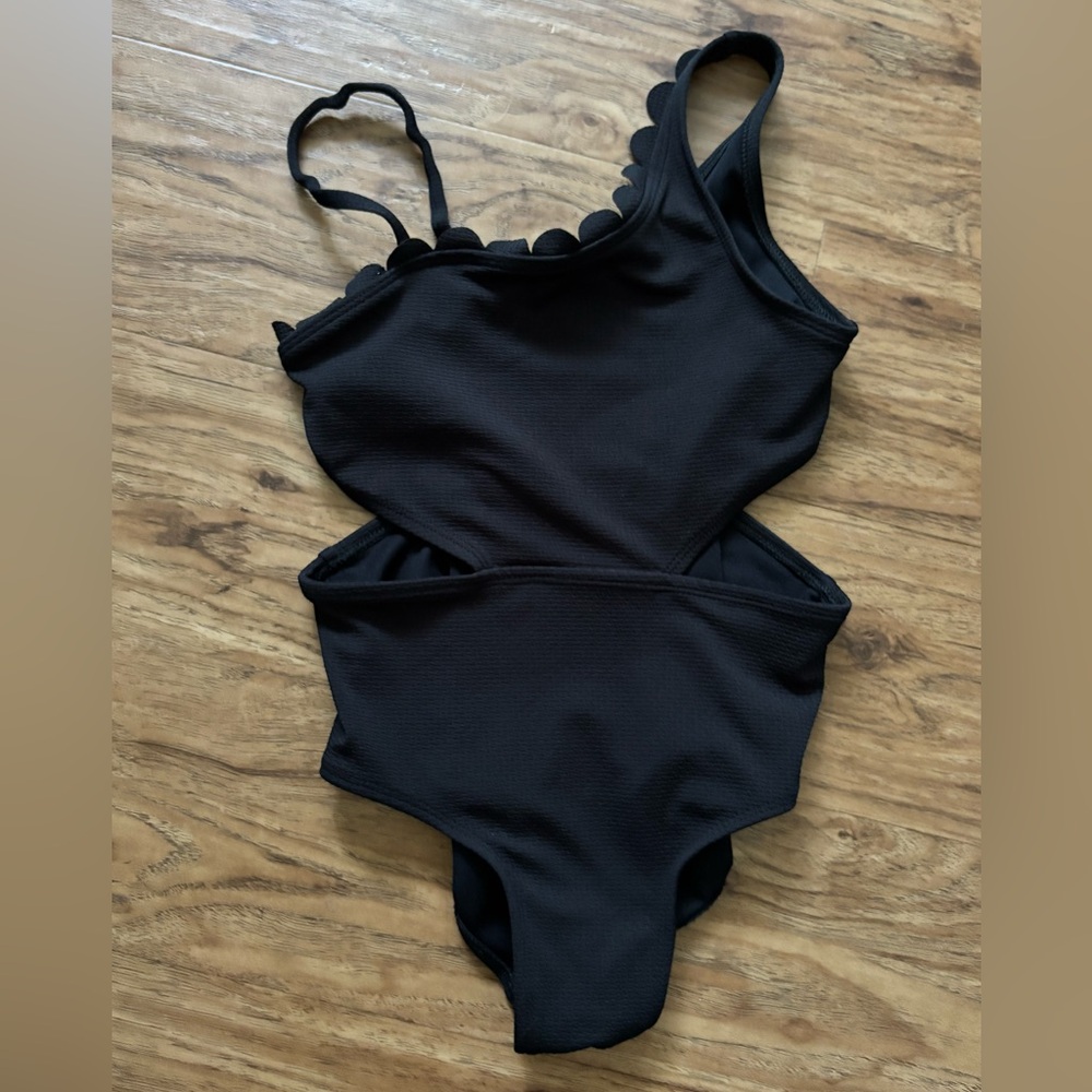 Art Class Black Scalloped Kids One Piece